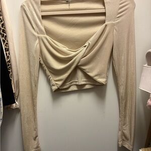Mimosa Cross Cream Long Sleeve Top